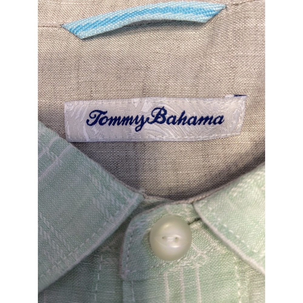 Men's Tommy Bahama Ventana Plaid Button Up Shirt Spring Lime 100% Linen 3XLB New - Picture 12 of 13